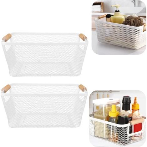 2 paniers de rangement panier à goûter panier à épices panier de rangement pour cosmétiques (blanc, 26,5 x 12 cm) (1/5)