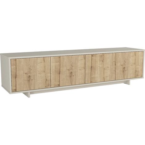 Meuble TV avec 4 portes - Naturel clair et Beige - ZEFYNA (1/5)