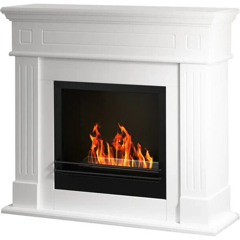 Camino Caminetto Bioetanolo da terra KENNEDY Bianco – misure L110 x P36 x H100 cm