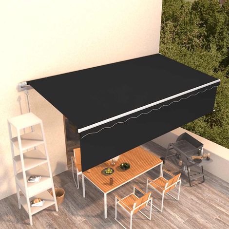 Auvent automatique rétractable avec store Store Banne Marquise 6x3 m Anthracite 11892 (1/5)