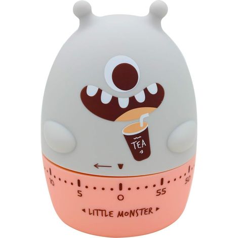 Minuteur mécanique Petit Monstre, dessin animé mignon, minuteur de cuisine, gestionnaire de temps étudiant, compte à rebours gris (1/4)