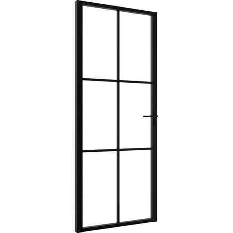 Puerta interior vidrio ESG y aluminio negro 83x201,5 cm vidaXL (1/5)