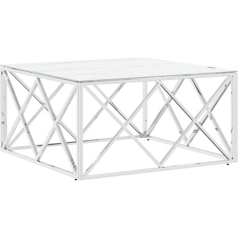 Maison Exclusive - Couchtisch Silbern 80x80x40 cm Edelstahl und G (1/5)