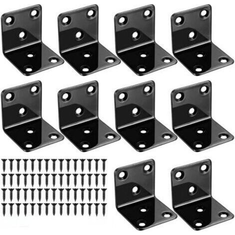 10 PcsEquerre Metal, Equerre Fixation Charge Lourde, Connecteur Bois équerre de Fixation à 90 Degrés, Equerre d'Assemblage Renforcée Métal, Équerre de Coin pour Bois de Meubles(40 x 40 mm, No (1/4)