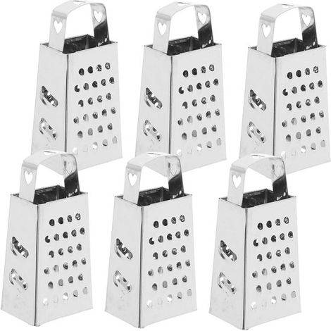 Rallador de 6 piezas, mini rebanador de queso, pelador, rallador multifuncional, rallador de queso, acero inoxidable plateado (1/5)