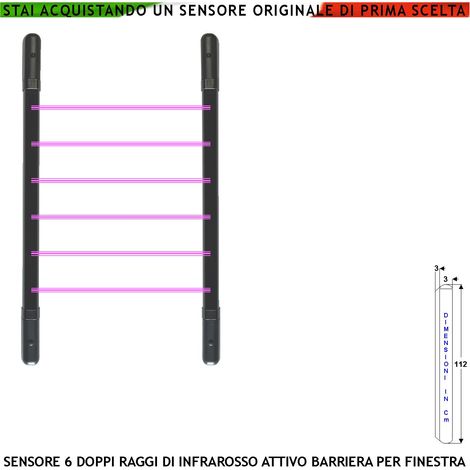Barriera Infrarossi Attivi 6 Multifasci Segnalazione Allarme Rispetto a Quanti Fasci Interrotti Secondo Programmazione Relè Libero Tamper Esclusione Led e Cicalino Alimen. 12 V Misure H1120XL30XP30 mm (1/4)