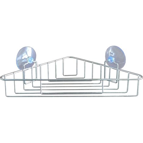 Panier de Douche d'angle (23 x 23 x 7,6 cm) Filaire Basic Chrome, Métal (1/4)
