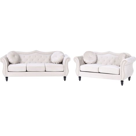 Sofa Set 5-Sitzer SKIEN Samtstoff Beige
