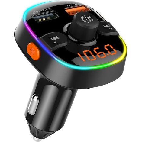 BC52 QC3.0 Chargement rapide Carte Coloré Atmosphère Lumière Bluetooth Lecteur MP3 Lecteur FM voiture autoradio bluetooth fm (1/5)