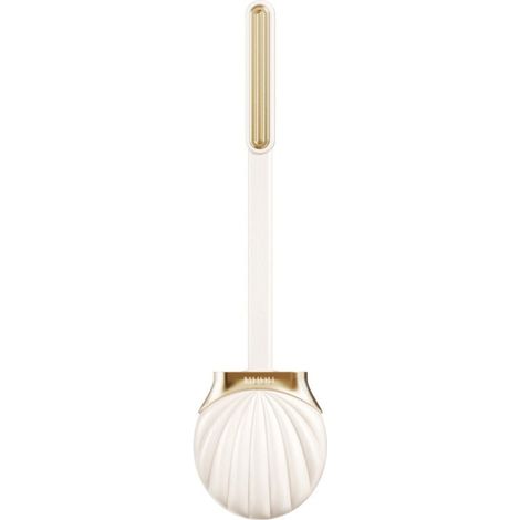 Ensemble brosse de toilette et porte-brosse, tête de brosse de toilette à poils flexibles en silicone (blanche) (1/5)