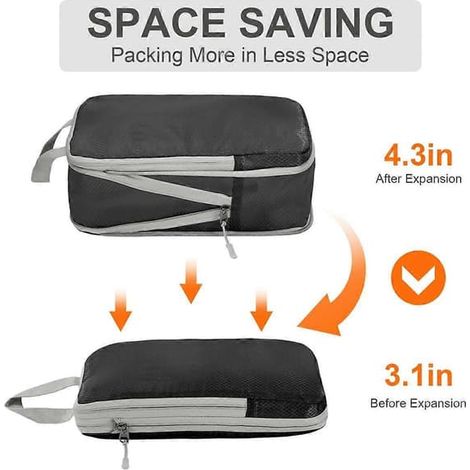 Cubes de rangement compressibles, lot de 4 sacs de rangement ultralégers pour bagages cabine, organisateur de voyage - FY