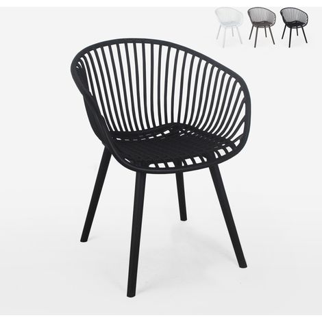 Sedia moderna con braccioli per sala da pranzo cucina giardino Philis - Nero