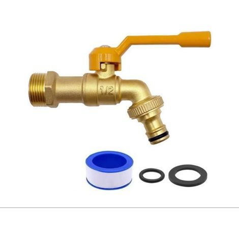 Robinet Extérieur Jardin Laiton 1/2 Antigel -20℃ Haute Température 120℃, Robinet Sphérique Universel Baril Pluie Cuneary (1/5)