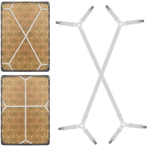 Réglable Tendeur Draps - Fixe Drap Elastique,Attaches Drap de Lit,Convient à Tous Lits et Matelas,Blanc(2 Pcs) (1/2)