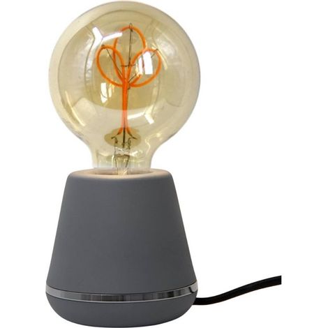 Lampe de bureau design Yella en métal gris compatible LED (1/3)