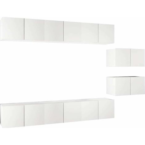 Meubles TV 8 pcs, Étagère TV, Meuble de Salon, Blanc Aggloméré OIB6577E (1/5)