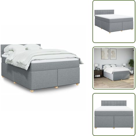 Boxspringbett mit Matratze Hellgrau 160x200 cm Stoff - Boxspringbett - Boxspringbetten - Bett - Schlafzimmermöbel (1/5)