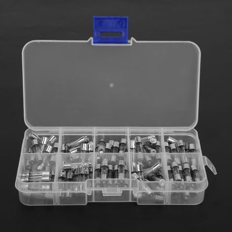 100-teiliger Universal-Glasrohrsicherungssatz (5 x 20 mm) 0-250 V, 0,2 A - 20 A (1/5)