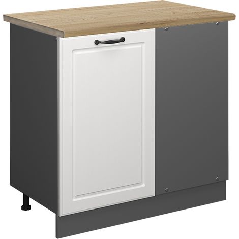 Meuble d'angle R-Line, Blanc campagne, 86 cm , PT Chêne, Vicco