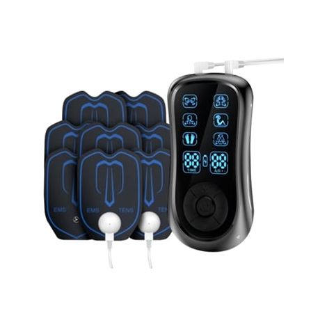 Cuich-AquaForge Mini Tragbarer Muskelstimulator Ganzkörpermassage EMS-Pulsstimulation 6 Modi 8 Gelpads