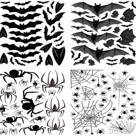 Set di 4 adesivi per finestre di Halloween, decorazioni per finestre di Halloween, adesivi a forma di pipistrello, ideali per decorare feste di Halloween e feste a tema fantasmi, decorazioni horror fa (1/5)