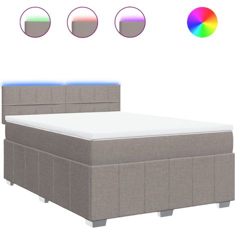 Maison Exclusive - Sommier à lattes de lit avec matelas Taupe 160x200 cm Tissu (1/5)