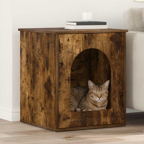 Cat House Smoked Oak 53 x 52 x 62 cm Engineered Wood vidaXL (1/5)