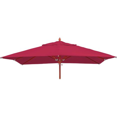 Toile pour la gastronomie parasol en bois HHG-660, carré 3x3m polyester 3kg, bordeaux