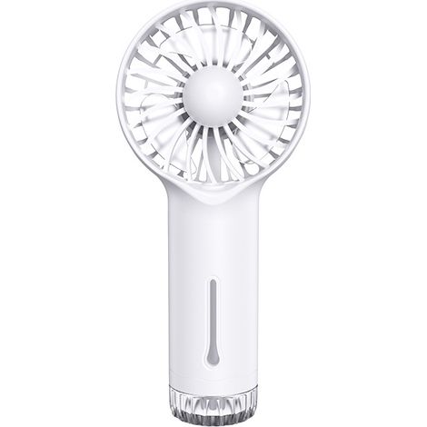 Dieser tragbare Mini-Ventilator verfügt über eine Sprühfunktion, ist wiederaufladbar, hat eine lange Akkulaufzeit und ist weiß. (1/5)