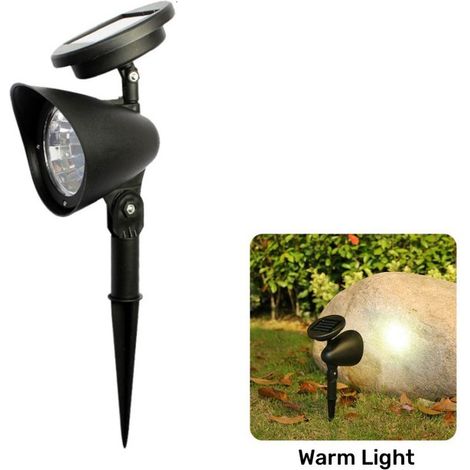 lampe paysage solaire Villa jardin cour Ip65 projecteurs de pelouse 4 LED décor étanches extérieur lumières à énergie solaire, lumière chaude (1/4)
