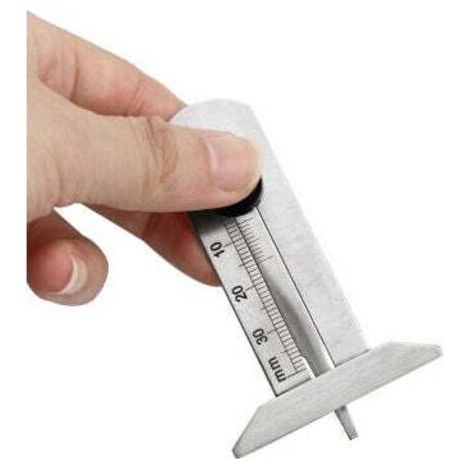 PA Reifendruckmesser, Tragbarer Autoreifen-Tiefenmesser aus Edelstahl, Einstellbarer Tiefenmesser mit Feststellschraube, 0-30 mm (1/4)