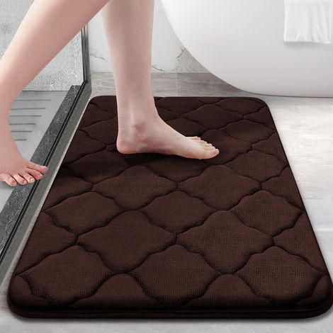 Tapis de Bain à Mémoire, Tapis Salle de Bain Marron Antiderapant Absorbant, en Mousse, Lavable en Machine - 50 x 76 cm, Douce (1/5)