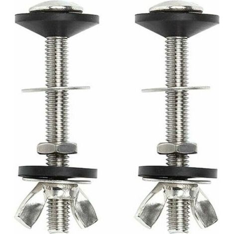Pack Toilet Tank to Bowl Bolts - Universal Stainless Steel Fixing Kit with Double Seal - Easy to Install (1/5)