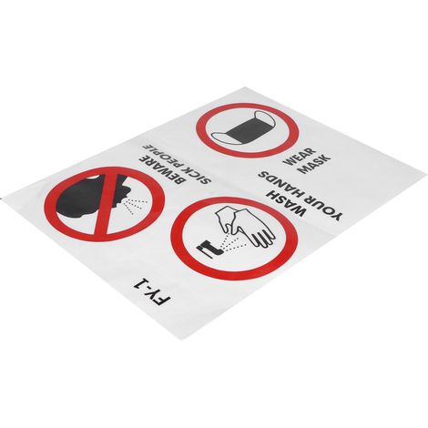Lot de 6 autocollants muraux « Attention » en anglais, slogan de rappel, pour hôpital, entreprise ou école (1/5)