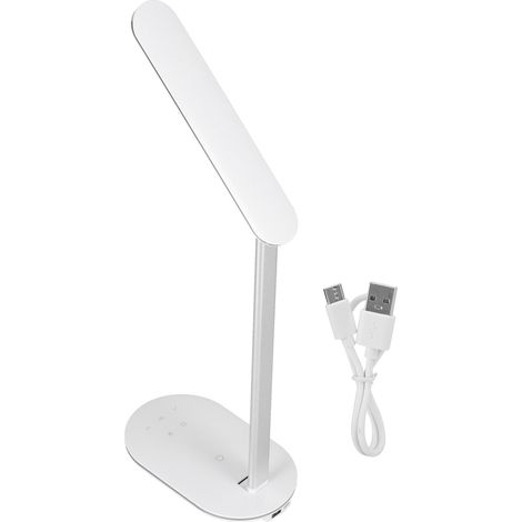 LED-Schreibtischlampe mit kabelloser Ladefunktion, 3 USB-Anschlüssen, 5 Helligkeitsstufen, Weiß – für Büro und Zuhause (1/5)