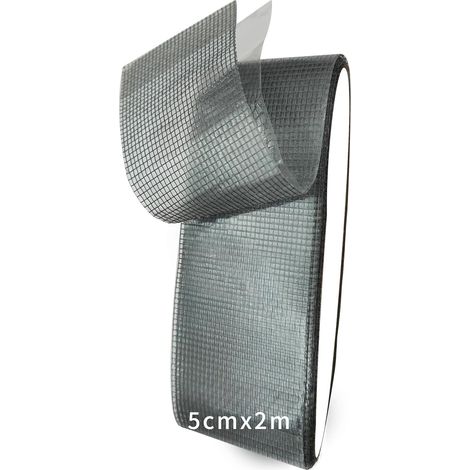 Kit de réparation pour moustiquaire - Ruban adhésif - Pour moustiquaire - Forte adhérence - Imperméable - Durable - 5 cm x 2 m - Gris (1/5)