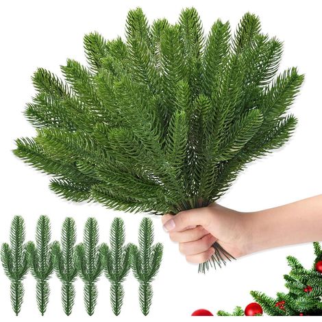 Künstliche Tannenzweige 50 Stück 26cm Grün für Adventskranz & Deko (1/5)