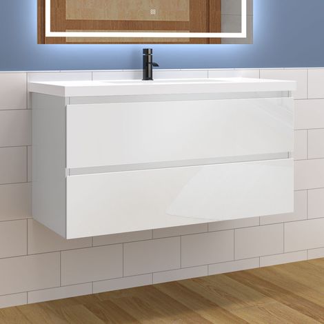 Waschtisch mit Unterschrank Waschbecken Unterschrank Badmbel Set UV-gelt 99x44.5x52cm Wei