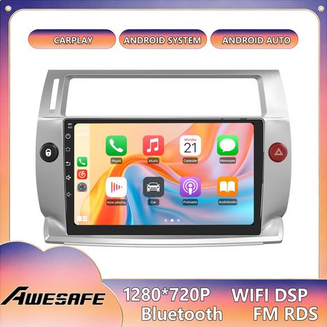 AWESAFE Autoradio Android 13 für Citroën C4 (2004–2009) 2GB+64GB 9'' Touchscreen CarPlay GPS WiFi Bluetooth Android Auto