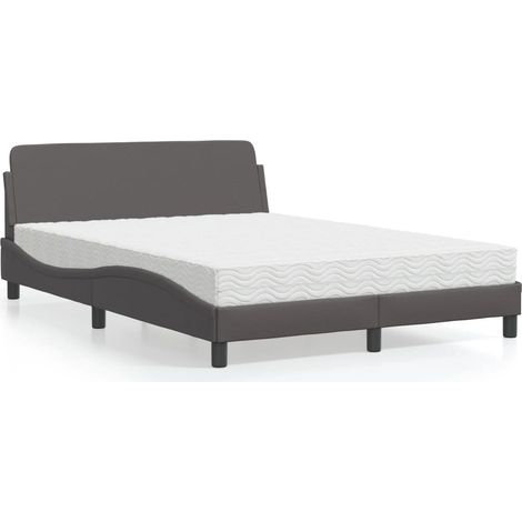 Bett mit Matratze "Dover" Grau 140x190 cm Kunstleder (1/5)