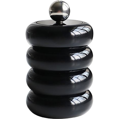 Boîte de rangement coton-tige forme donut, distributeur poussière, 4 couches noir, style nordique, récipient maquillage couvercle, bureau. (1/5)