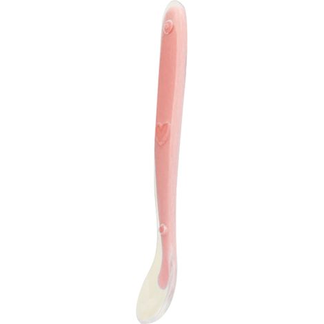 Cuillère en silicone pour bébé, ergonomique et douce pour les gencives, pour les bébés de plus de 4 mois, rose (1/5)