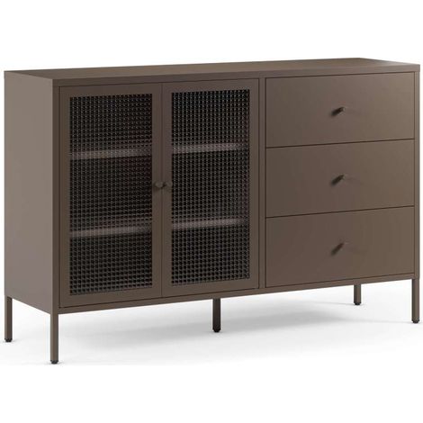 Mueble aparador 2 puertas 3 cajones modelo Loreto acabado metal moca, 140cm(ancho) 90cm(alto) 40cm (largo) (1/5)