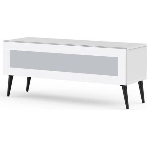 Meuble TV verre infrarouge et mélaminé blanc Goteborg 120cm (1/5)