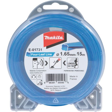Makita – Fil nylon hélicoïdal pour débroussailleuse 1,65mm – Longueur 15m – Coupe précise dans la végétation – E01731