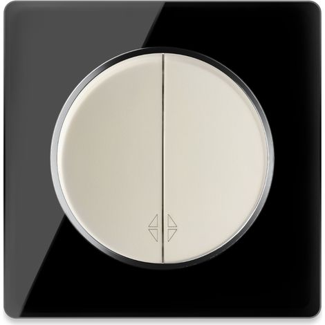 Wechselschalter 2fach beige mit Glas-Abdeckrahmen schwarz (1/4)
