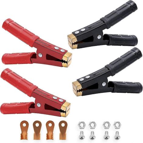 Pinces de démarrage pour batterie 1000 A, pinces robustes en cuivre pur pour batterie de voiture, pinces crocodiles pour câbles de démarrage (lot de 4) - Bonne qualité (1/5)