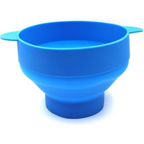 Seau à popcorn pliable en silicone résistant aux hautes températures avec poignée, bleu clair (1/5)