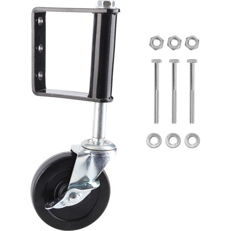 Roulette de portillon de 10 cm, capacité de charge 150 kg, roulement, rotation à 360°, à ressort, réglable, avec frein, pour jardin, atelier ou entrepôt (1/5)