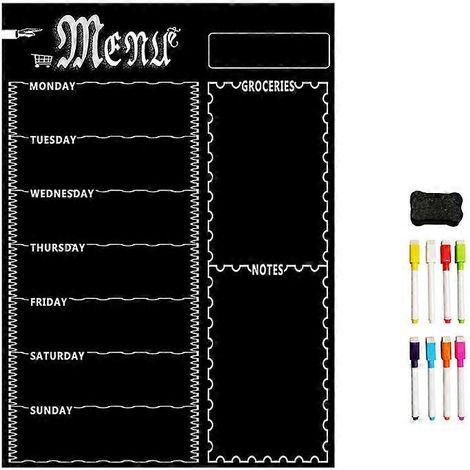 Tableau blanc magnétique A3 pour réfrigérateur de cuisine avec 8 stylos (noir) (1/5)